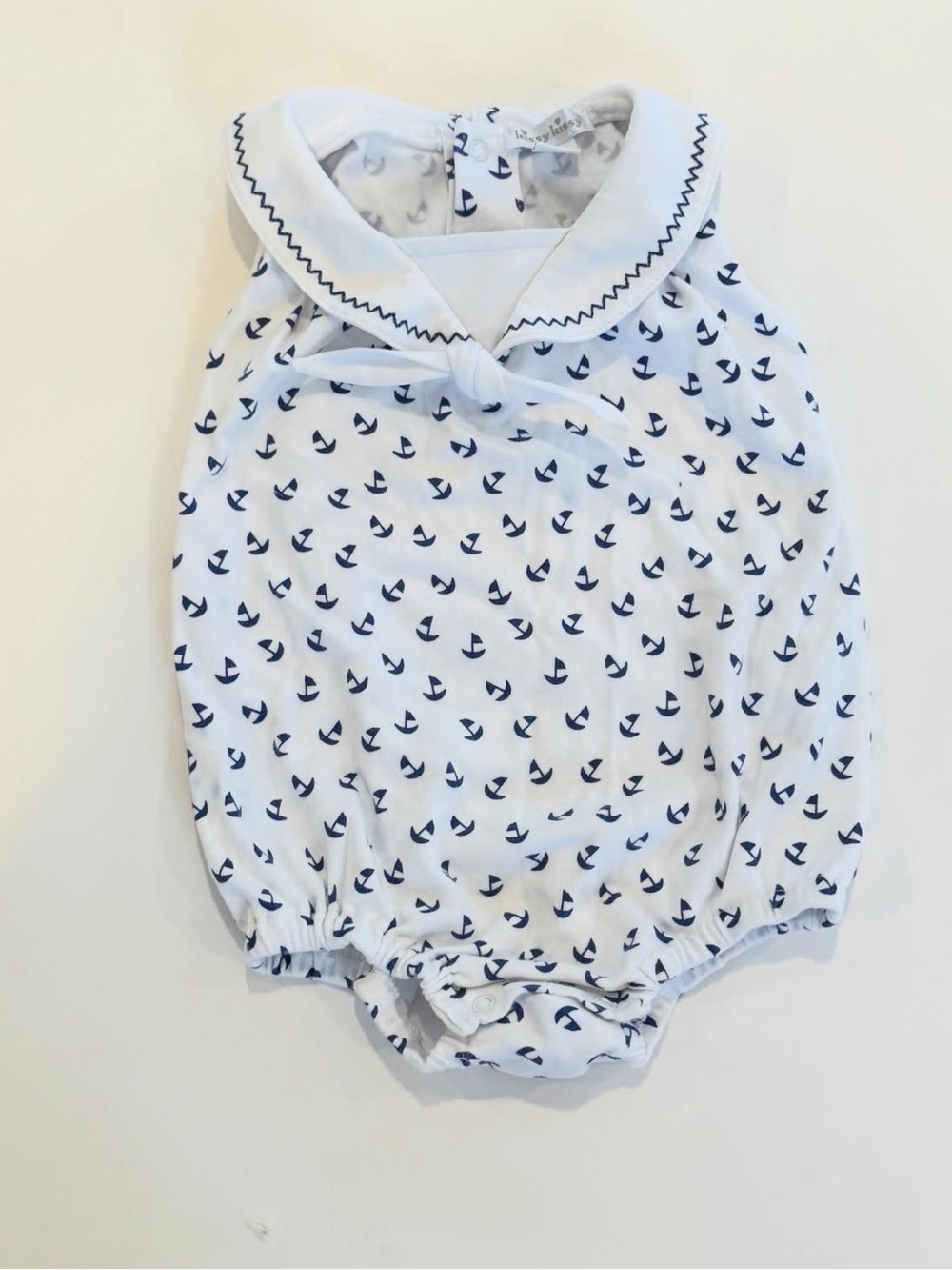Kissy Kissy White & Navy Sailboat Bubble Romper